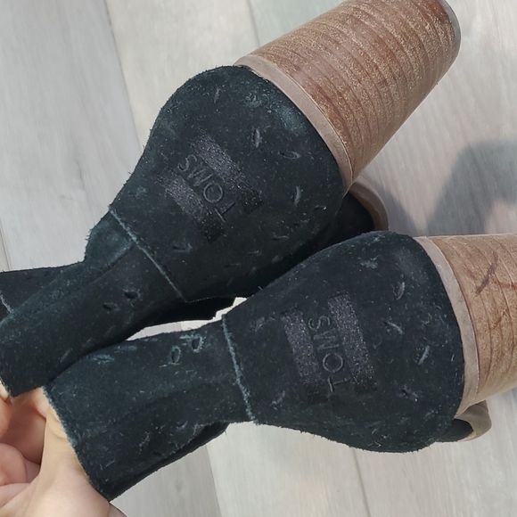 Toms Women Majorka Desert Peep Toe  Ankle Suede Heels Shoes sandals sz 10 - Picture 7 of 14